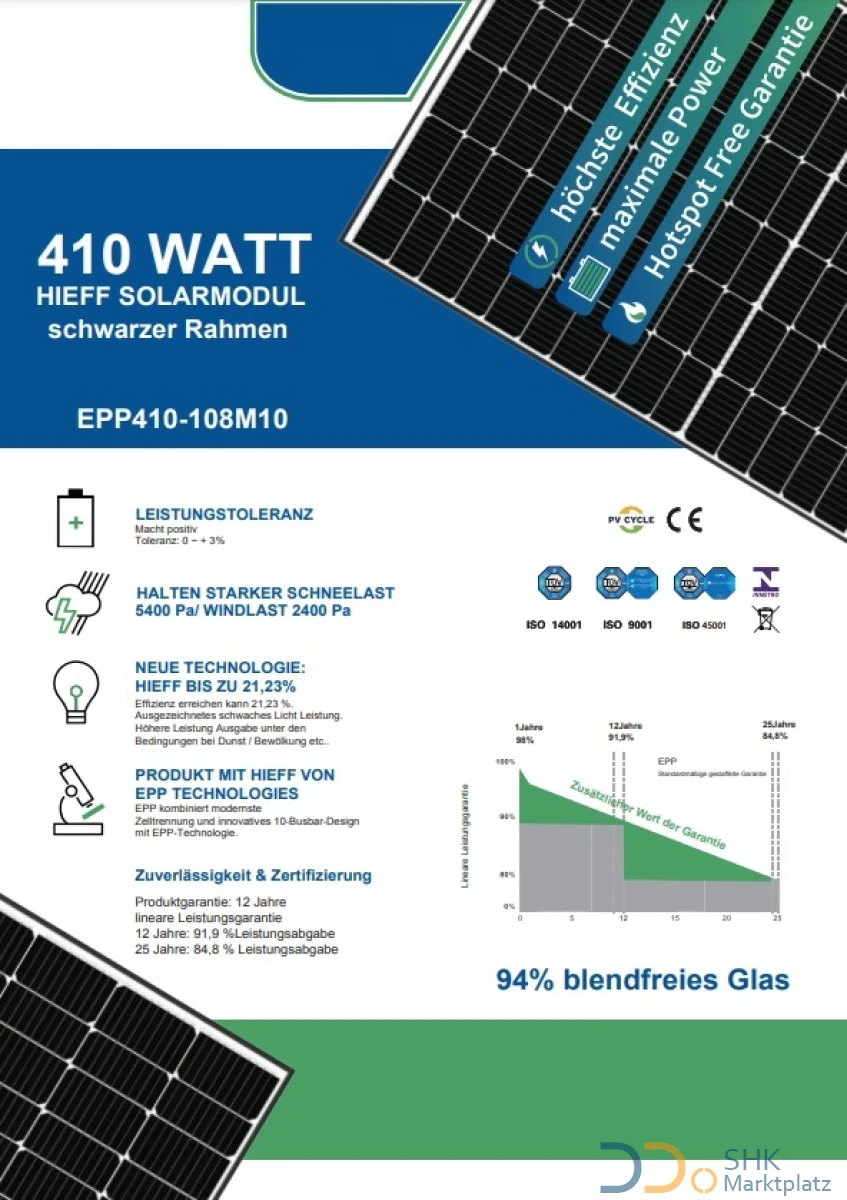 Balkonkraftwerk Hieff 380W schwarz