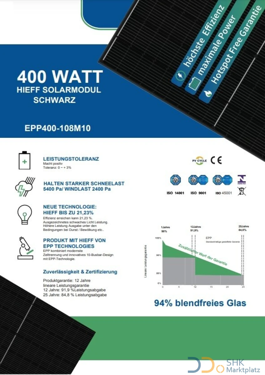 Balkonkraftwerk Hieff 380W schwarz