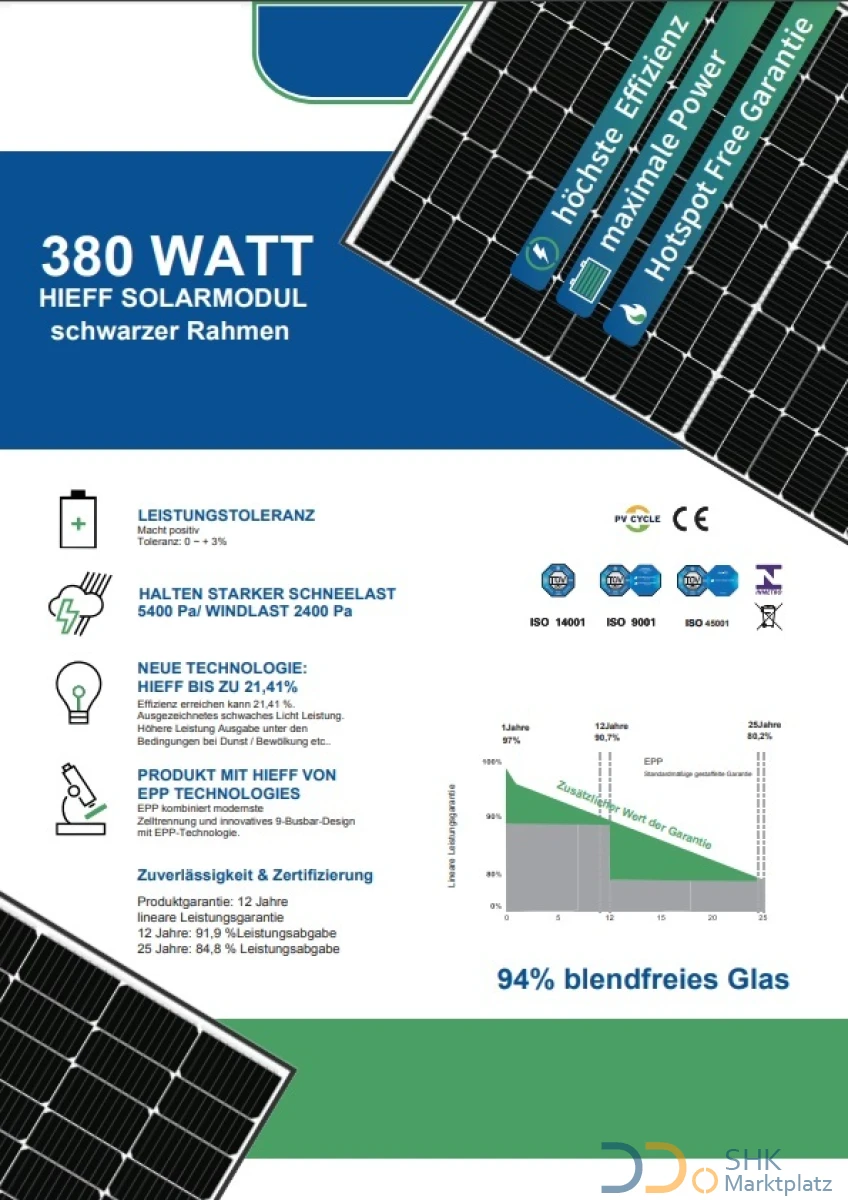 Balkonkraftwerk Hieff 380W schwarz